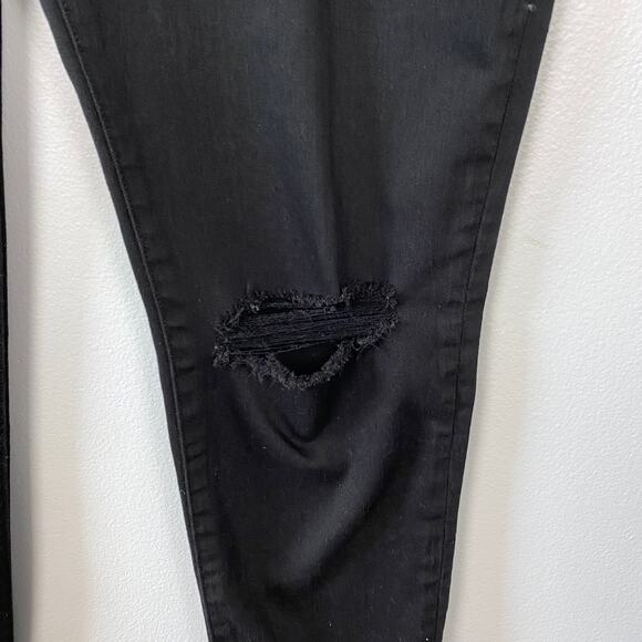 Madewell 11" High Rise Skinny Jean Black Distressed Slim M3112 Size 33 - Picture 4 of 10